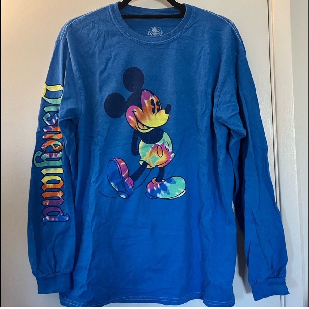Disneyland Mickey Tie Dye Blue Long Sleeve T-shirt Adult Unisex Medium